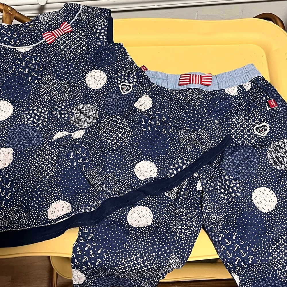 Blue and Red Striped Bow Baby Outfit